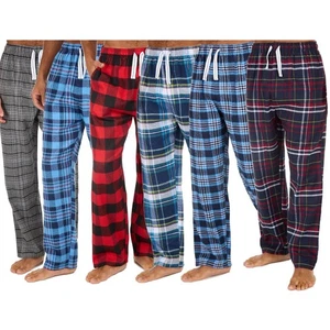Mens Flannel Pyjama Bottoms Brushed Cotton Rich Check Lounge Pants - Picture 1 of 36