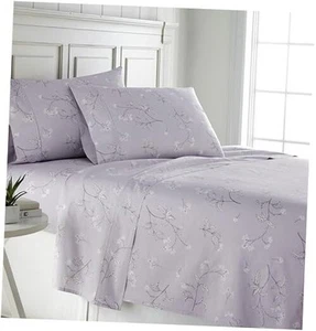 , 100% Cotton Sheet Set, 300 Thread Count Cotton Sheets King 28 - Myosotis Grey - Picture 1 of 7