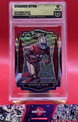 2020 Panini Select #166 Brandon Aiyuk Tri-Color Prizm Die Cut Graded 10 RC - Image 1 of 2