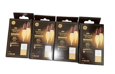 GE LED Candelabra Light Bulb Vintage Amber Glass Dimmable 5.5W (60W) 8pc Lot A - Image 1 of 3