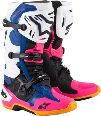 Botas todoterreno Alpinestars Tech 10 Daytona Coast LE MX blancas/azules/rosa 14 EE. UU. Foto 1 de 4