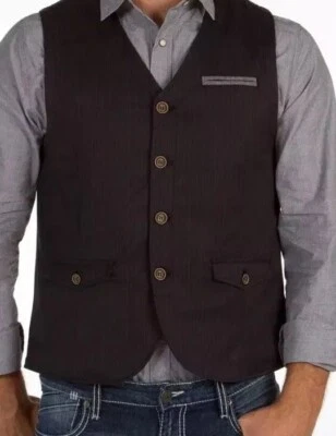 Men Waistcoat Vest Lined Standard Fit Casual  Gray Size Small Buckle - Image 1 of 4