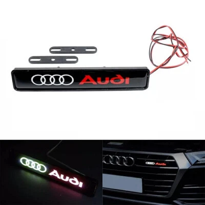 GRIFOSHOP STEMMA LOGO AUTO EMBLEMA PER AUDI LUMINOSO A LED UNIVERSALE DECORATIVO NERO