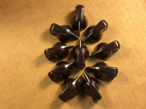 10 NOS Vintage Brown Chicken-Head Knobs Swirled Bakelite 1950s Tube Guitar Amp - Picture 1 of 10
