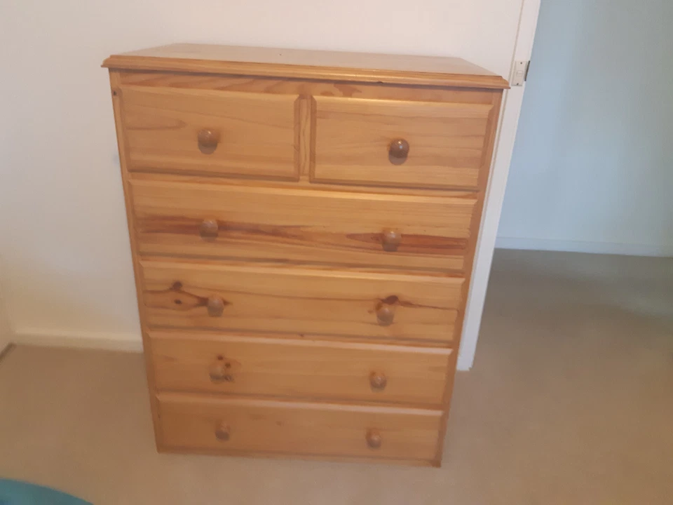 Комод с отделкой из медовой сосны 6 ящиков комод из массива дерева комод - Изображение 1 из 1