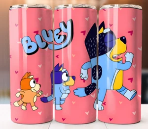 Bluey Custom Tumbler 20oz Skinny Cup Mug Stainless Steel - Picture 1 of 2