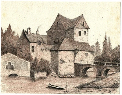 Superbe Dessin ancien 23 cm X 18. Monastère d'Isny. Infos bienvenues.Lire état. - Photo 1/3