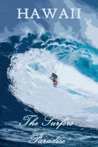 Poster surfista hawaii di poster da viaggio vintage stampa arte giclee spedizione gratuita - Foto 1 di 3