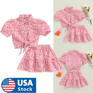 Toddler Baby Girl Summer Clothes Outfit Leopard Print Top and Shorts Pink Set - Picture 1 of 14