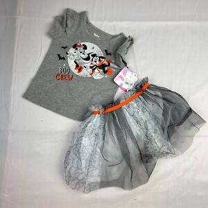 Disney Girl's Toddler Size 2T Minnie Mouse Boo Crew Halloween Tutu Outfit Set