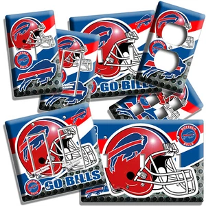 BUFFALO BILLS FOOTBALL TEAM LIGHT SWITCH OUTLET WALL PLATES MAN CAVE ROOM HD ART - Picture 1 of 34
