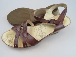 Sandalias de cuña de cuero marrón borgoña Josef Seibel zapatos para mujer EU 41 US 10-10.5 - Imagen 1 de 12