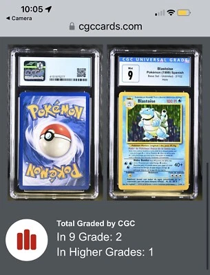 1999 Pokemon SPANISH Blastoise 💦 Base Set Holo 2/102 CGC 9 Mint Pop 2 - Image 1 of 3