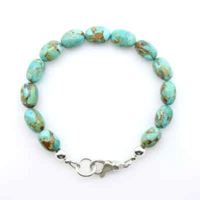 Arizona Turquoise Beaded Bracelet, Genuine Natural Blue Green Turquoise Nuggets - Image 1 of 3