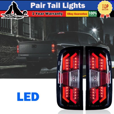 LED Tail Lights for 2014 2015 2016 2017 2018 Chevy Silverado Clear Lens Pair - Image 1 of 4