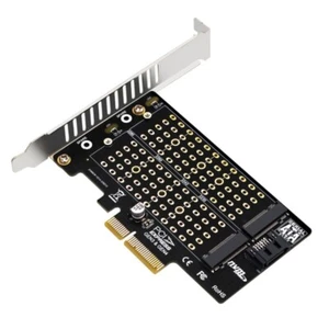 M.2 NVMe SSD to PCIE Sata Dual-disk Adapter Expansion Card Supports M-Key B-Key - Afbeelding 1 van 7