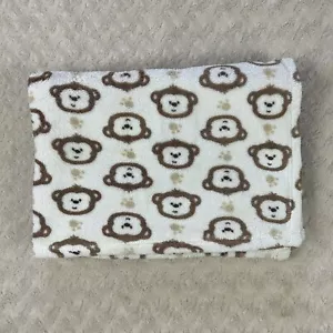 Lovespun Monkey Face Baby Blanket Brown Tan White Paw Print 2014 - Picture 1 of 8