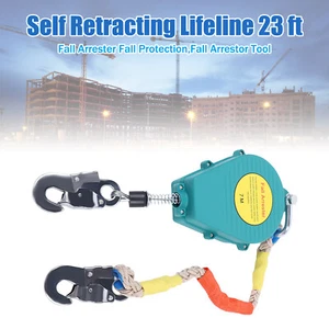23ft Self Retracting Lifeline Lanyard Fall Arrester Fall Protection w/ Hook - Picture 1 of 12