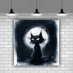 Black Cat Patrice Murciano Canvas Framed Ready To Hang Wall Art Various Sizes - Picture 1 of 10