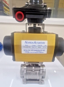 1.1/2 BSP STAINLESS STEEL,PNEUMATIC ACTUATED DOUBLE ACTING BALL VALVE & POSITION - Picture 1 of 4