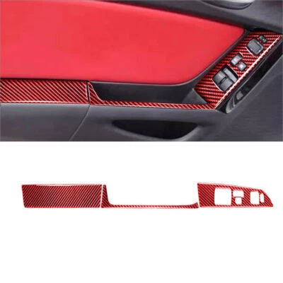 Cubierta de control de puerta del lado del conductor de fibra de carbono rojo vinilo para Mazda RX-8 04-08 Foto 1 de 4