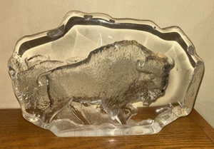 Mats Johnson Large Handmade Crystal Bison Sculpture Signed - Sweden - Picture 1 of 8