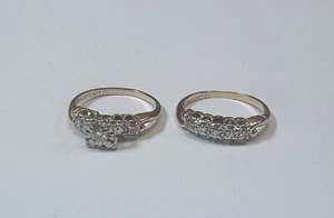 14K YELLOW GOLD. 025-0.30 NATURAL DIAMOND SUNBURST WEDDING SET RING SIZE 6.5 - Picture 1 of 21