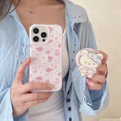 Pajamas Rilakkuma Mag Safe Holder + Case Cover For iPhone 16 Pro Max 15 14 13 - Image 1 of 4