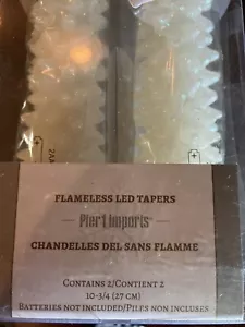 Pair PIER 1 White Glittery Flameless LED Wax Taper Candles 10.75” NOS Unopened - Picture 1 of 5