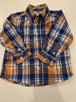 Auténtica Camisa J. Khaki Niños 2T Abotonada Cuadros Naranja, Azul, Blanco Foto 1 de 3