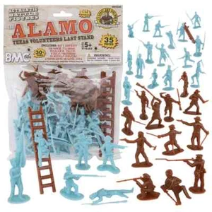 BMC CTS Alamo Texan Mexican Plastic Army Texan Mexico Soldat Brown Blue Figures - Bild 1 von 9