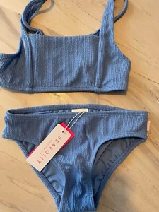 Seafolly Kids Essential Square Neck Bikini Set Hydrangea Girl's Sets Size AUS 10 - Picture 1 of 8