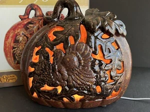 Cracker Barrel Thanksgiving Traditions Pumpkin Turkey Lamp Autumn Fall NIB - Picture 1 of 3