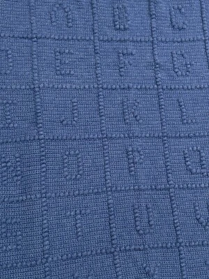 Manta de bebé A B C's 36”x39” azul ganchillo a mano alfabeto manta guardería bebé Foto 1 de 4