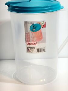 Sterilite 1-Gallon Round Plastic Pitcher and Spout, Clear w/ Color Lid  pust top