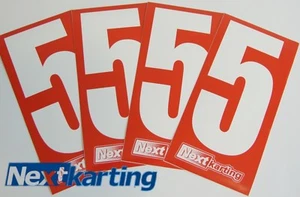  Kart 4 x weiße Nummer 5 auf rotem Hintergrund - kostenlose Lieferung - MSA Legal-Rotax - Bild 1 von 1