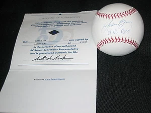 JASON BAY RED SOX METS LEGEND HAND SIGNED AUTOGRAPHED OML BASEBALLBC & MLB COA - Picture 1 of 9