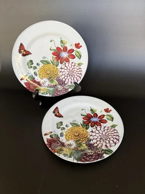 Juego de 2 platos de ensalada/postre de dalias campo de flores Juliska 8,25" Foto 1 de 4