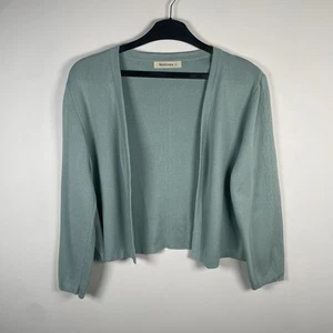 Woolovers Open Front Cardigan Green Viscose Cotton 3/4 Sleeve Womens Size M - Picture 1 of 16