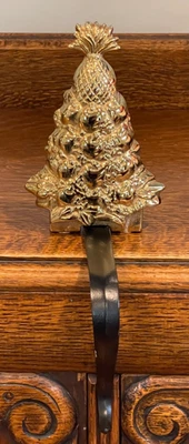 Virginia Metalcrafters Brass Pineapple/Fruit Christmas Tree Stocking Hanger 1998 - Image 1 of 4