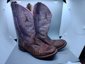 Laredo Women's Lola Square Toe Western Cowboy Boots Brown Purple 5657 Sz 10 - Picture 1 of 18