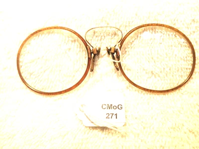 10K GOLD LARGE BAKELITE COVERED OVAL PINC-NEZ BIFOCAL READING GLASSES CIRCA 1920 - Image 1 of 4