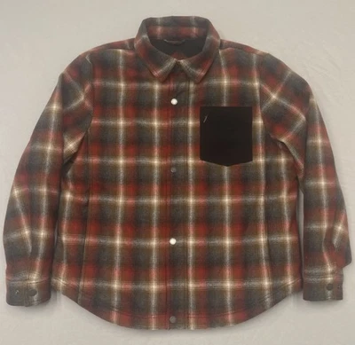 Pendleton Mens Sz XL Red Gray Plaid Two-Layer Wool Blend Shirt Jacket Zip Lined - Image 1 of 4