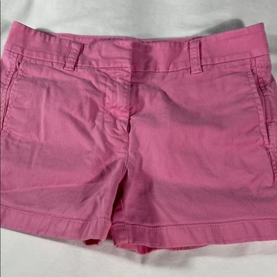 J. Pantalones cortos chinos Crew para mujer rosa brillante básico frente plano 4" entrepierna - talla 2 Foto 1 de 4