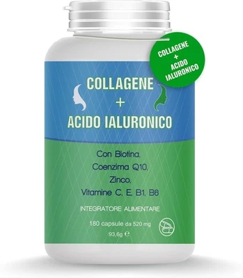 TRICO HAIR ITALY Collagene e Acido Ialuronico Integratore 180 Capsule Biotina, Zinco e Selenio