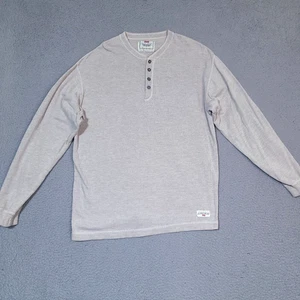 Levis Shirt Herren Large Beige Henley Gerippt Langarm Pullover - Bild 1 von 11