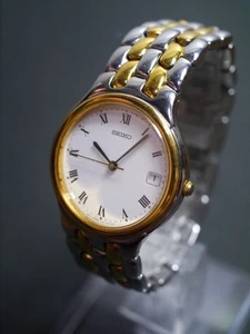 Seiko Quarz 3 Zeiger Datum echter Gürtel Saphir 7N42-F080 Herrenuhr ab735 - Bild 1 von 10