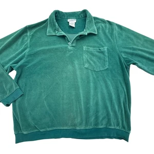 Irvine Park Pullover Mens XL Green Velour Long Sleeve Pocket 90's Retro Vintage - Picture 1 of 5