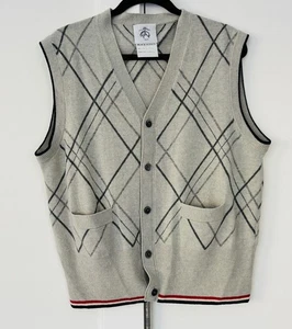 Herren Brooks Brothers schwarz Fleece grau Lammwolle Pullover Weste Größe BB3 Medium - Bild 1 von 4