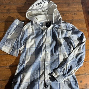 Hollister Botón Abajo Franela Azul Con Sudadera Con Capucha - Imagen 1 de 5
